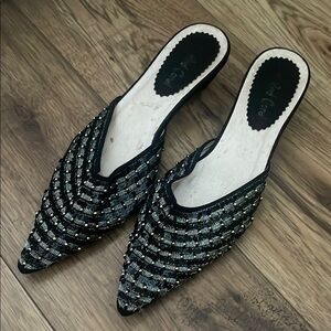 Elegant Black and Silver Women's Mules​